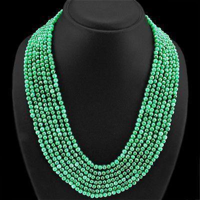 Em 0139 collier parure sautoir emeraudes 7 rangs perles 4mm 86gr achat vente bijoux ethniques 1 