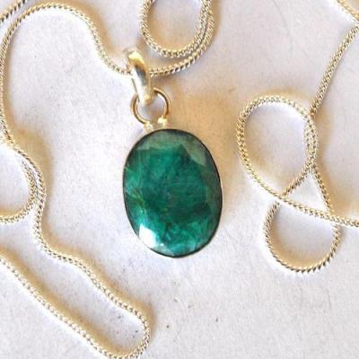 Em 0148 pendentifs pendants emeraude chaine 54cm 12x16mm argent 1