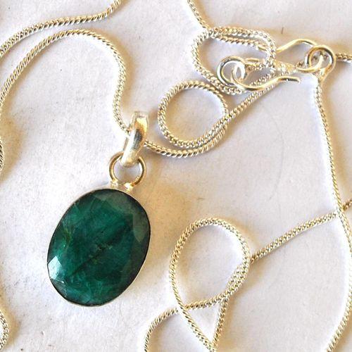 Em 0148 pendentifs pendants emeraude chaine 54cm 12x16mm argent 2