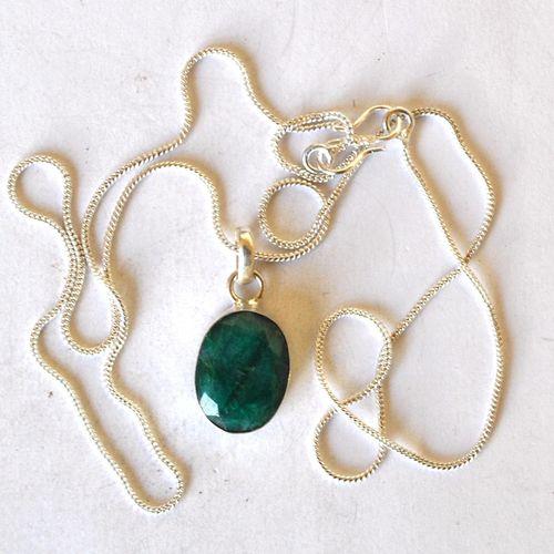 Em 0148 pendentifs pendants emeraude chaine 54cm 12x16mm argent 3