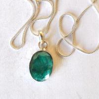 Em 0148 pendentifs pendants emeraude chaine 54cm 12x16mm argent 4