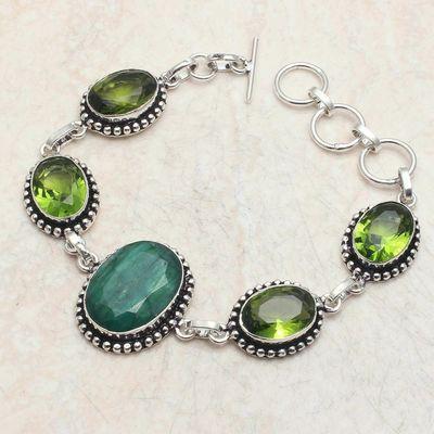 Em 0203a bracelet 16 emeraudes 16x22mm peridot 21gr achat vente bijoux argent 925