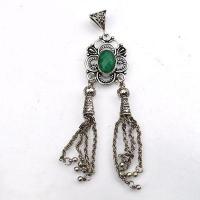 Em 0210a pendant pendentif emeraude 10x15 14gr bijou argent 925