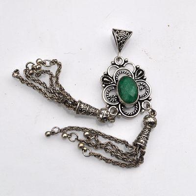 Em 0210c pendant pendentif emeraude 10x15 14gr bijou argent 925