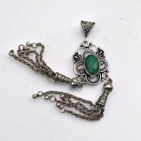 Em 0210c pendant pendentif emeraude 10x15 14gr bijou argent 925