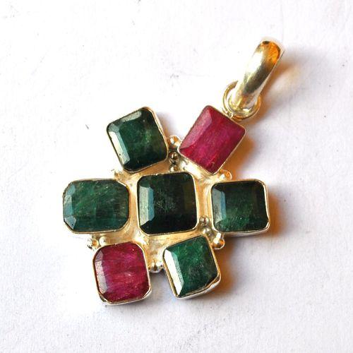 Em 0212 pendentif pendant emeraude rubis 35x60mm 16gr argent925 3