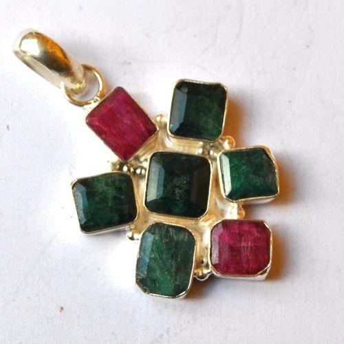 Em 0212 pendentif pendant emeraude rubis 35x60mm 16gr argent925 4