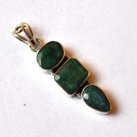 Em 0213 pendentif pendant emeraude rubis 12x50mm 8gr argent925 2