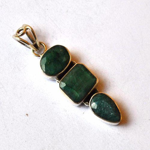 Em 0213 pendentif pendant emeraude rubis 12x50mm 8gr argent925 2