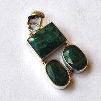 Em 0215 pendentif pendant emeraude 40x20mm 10gr argent925 3