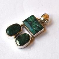 Em 0215 pendentif pendant emeraude 40x20mm 10gr argent925 4