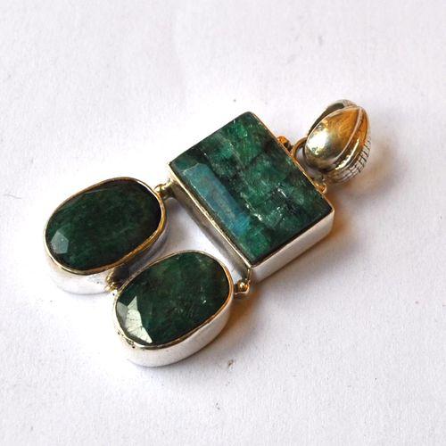 Em 0215 pendentif pendant emeraude 40x20mm 10gr argent925 4