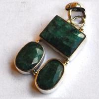 Em 0215 pendentif pendant emeraude 40x20mm 10gr argent925 5