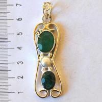 Em 0219 pendentif pendant 70mm emeraude 10x15mm 15gr argent925 1 