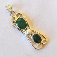 Em 0219 pendentif pendant 70mm emeraude 10x15mm 15gr argent925 3