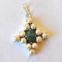 Em 0220 pendentif pendant 35mm emeraude perles nacre 60x40mm 26gr argent925 3 