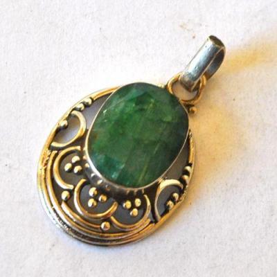 Em 0221 pendentif pendant 30mm emeraude 12x16mm 6gr argent925 4