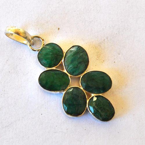 Em 0223 pendentif pendant 50mm emeraude 8x10mm 9gr argent925 3