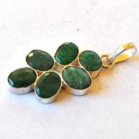 Em 0223 pendentif pendant 50mm emeraude 8x10mm 9gr argent925 5