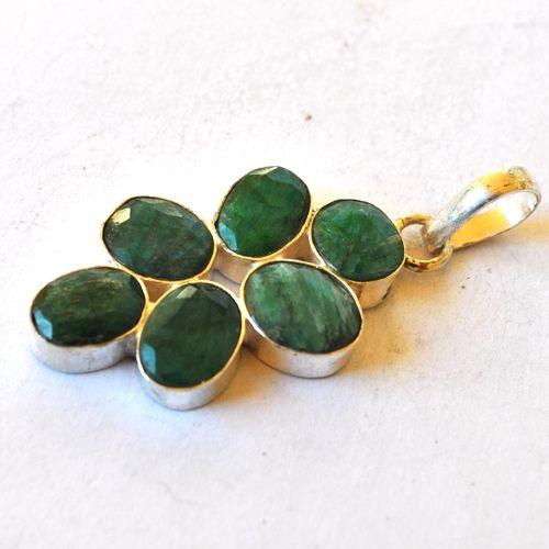 Em 0223 pendentif pendant 50mm emeraude 8x10mm 9gr argent925 5