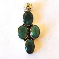 Em 0224 pendentif pendant 50mm emeraude 8x10mm 9gr argent925 2