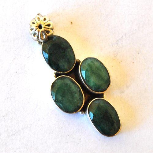 Em 0224 pendentif pendant 50mm emeraude 8x10mm 9gr argent925 3