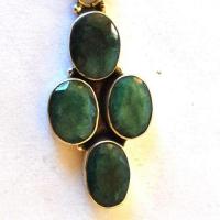 Em 0224 pendentif pendant 50mm emeraude 8x10mm 9gr argent925 5