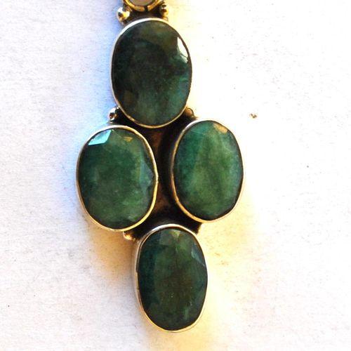 Em 0224 pendentif pendant 50mm emeraude 8x10mm 9gr argent925 5