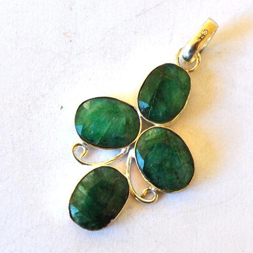 Em 0228 pendant pendentif emeraude 56 mm 12gr 10x15mm argent925 4