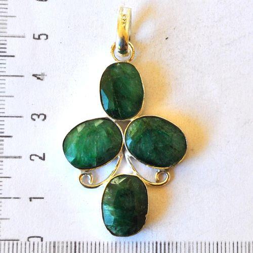 Em 0228 pendant pendentif emeraude 56mm 12gr 10x15mm argent925 0
