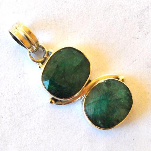 Em 0229 pendentif pendant 45mm emeraude 12x14mm 9gr argent925 3