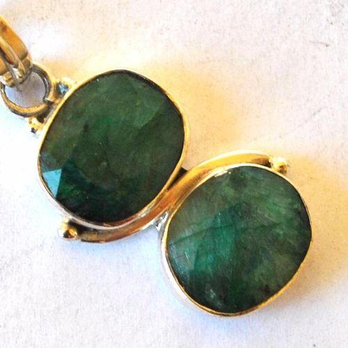 Em 0229 pendentif pendant 45mm emeraude 12x14mm 9gr argent925 4