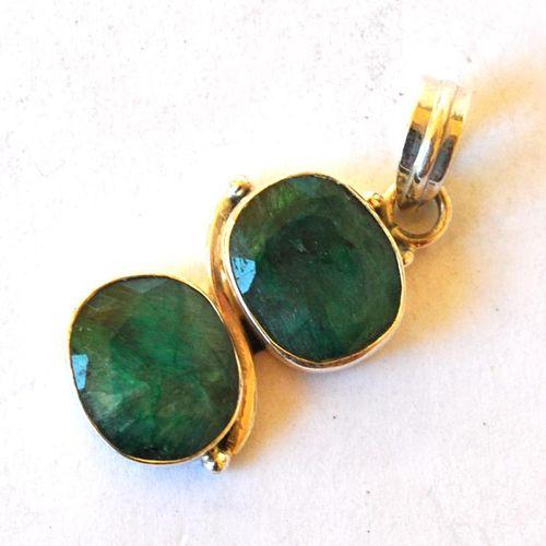 Em 0229 pendentif pendant 45mm emeraude 12x14mm 9gr argent925 5