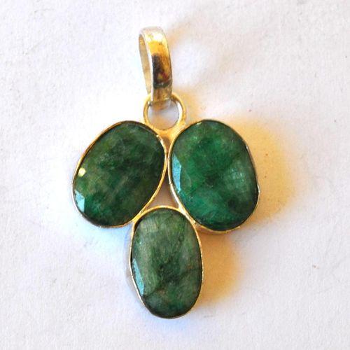 Em 0231 pendentif pendant 40mm emeraude 10x15mm 8gr argent925 4