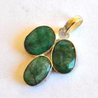 Em 0231 pendentif pendant 40mm emeraude 10x15mm 8gr argent925 5