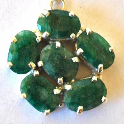 Em 0232 pendentif pendant 45mm emeraude 8x12mm 16gr argent925 1