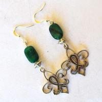 Em 0234 boucles oreilles emeraude perles fleur de lys16x45mm 7gr argent925 4