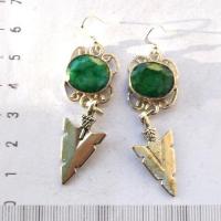 Em 0236 boucles oreilles emeraude 13gr 10x15mm fleche argent925 1