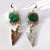 Em 0236 boucles oreilles emeraude 13gr 10x15mm fleche argent925 2