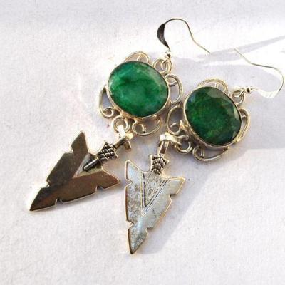 Em 0236 boucles oreilles emeraude 13gr 10x15mm fleche argent925 4