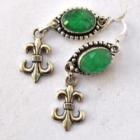 Em 0241 boucles oreilles emeraude royale fleur de lys 11gr 10x15mm argent925 1