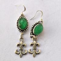 Em 0241 boucles oreilles emeraude royale fleur de lys 11gr 10x15mm argent925 3