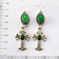 Em 0243 boucles oreilles emeraude croix chetienne 17gr 10x15mm argent925 2