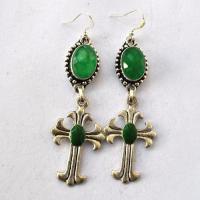 Em 0243 boucles oreilles emeraude croix chetienne 17gr 10x15mm argent925 3 