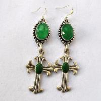 Em 0243 boucles oreilles emeraude croix chetienne 17gr 10x15mm argent925 3