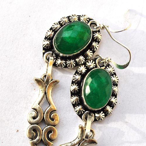 Em 0244 boucles oreilles emeraude poisson 15gr 10x15mm argent925 4