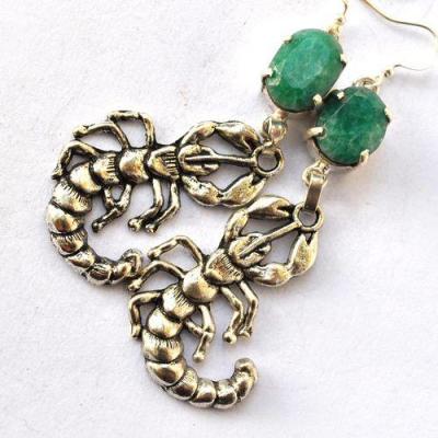 Em 0246 boucles oreilles emeraude scorpion 17gr 10x15mm argent925 1