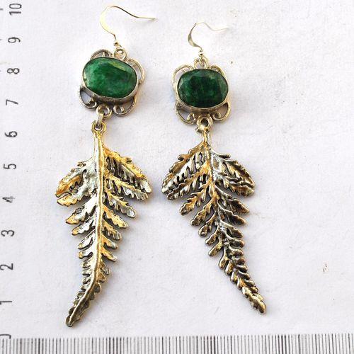 Em 0248 boucles oreilles emeraude feuille 19gr 14x18mm argent925 1