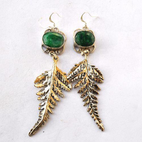 Em 0248 boucles oreilles emeraude feuille 19gr 14x18mm argent925 2