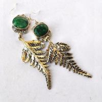 Em 0248 boucles oreilles emeraude feuille 19gr 14x18mm argent925 3